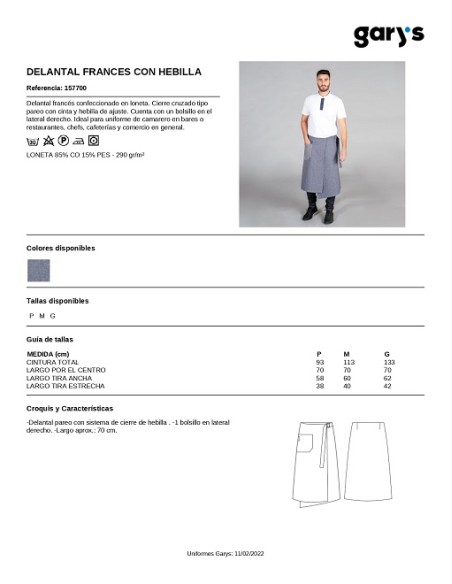 DELANTAL FRANCES CON HEBILLA 157700 GARYS