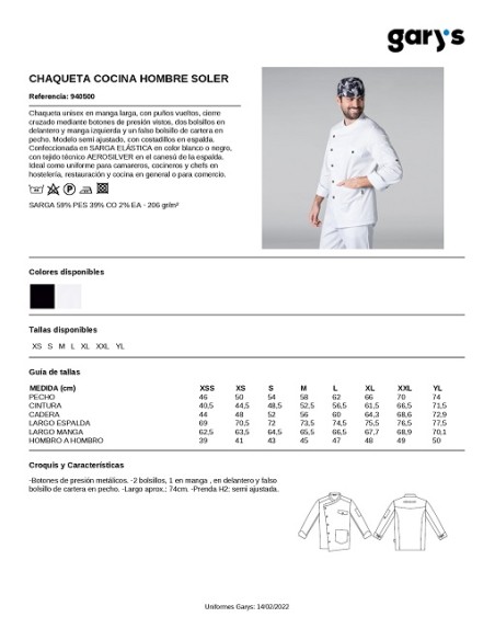 CHAQUETA COCINA SOLER GARYS