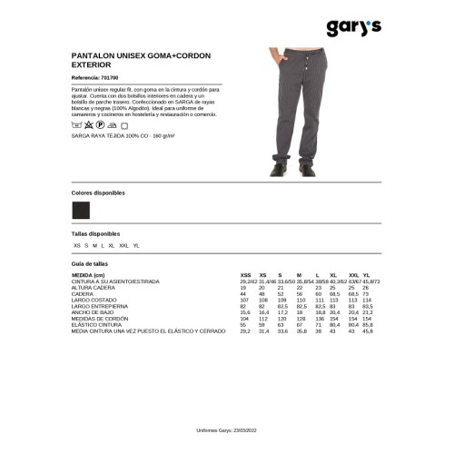 PANTALON COCINERO 7017 GARYS 2