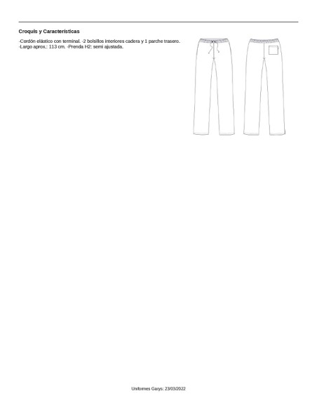 PANTALON COCINERO 7017 GARYS