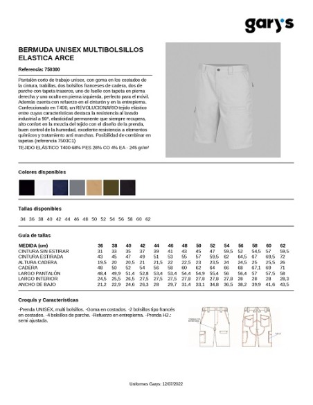 BERMUDA ELASTICA MULTIBOLSILLO ARCE