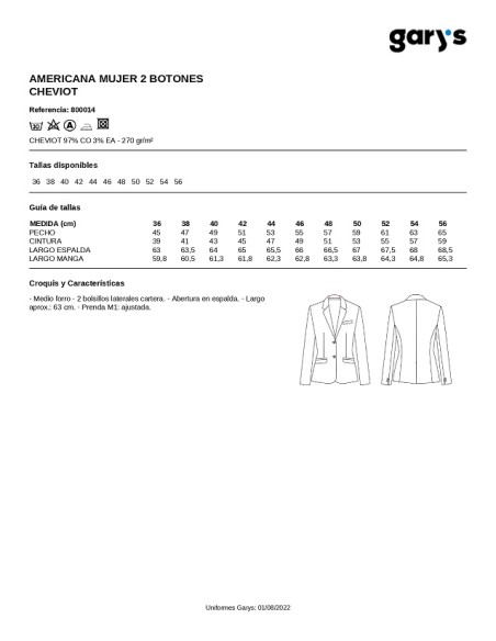 AMERICANA MUJER CHEVIOT  GARYS