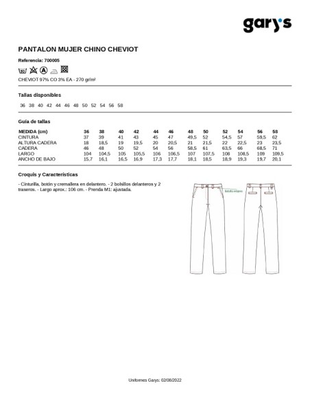 PANTALON MUJER CHEVIOT 700005 GARYS