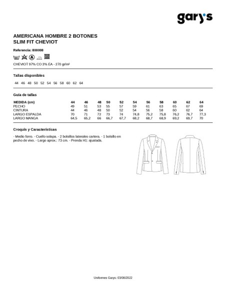 AMERICANA HOMBRE SLIM FIT CHEVIOT GARYS