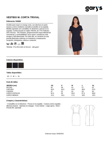 VESTIDO MANGA CORTA 555800 GARYS