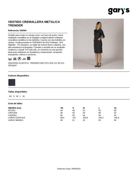 VESTIDO VAQUERO ELASTICO 550004 GARYS