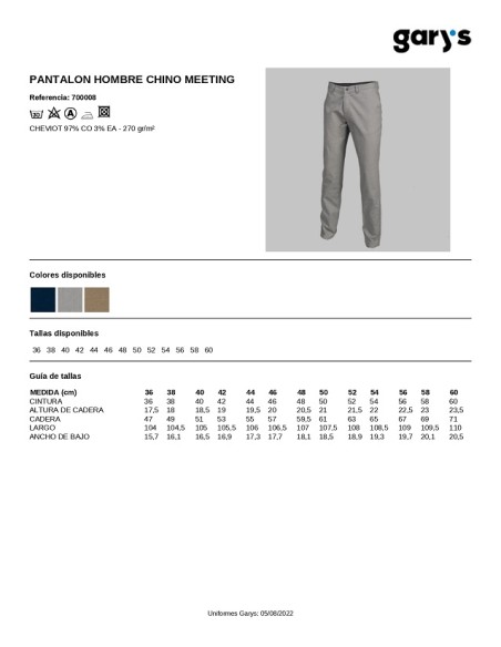 PANTALON HOMBRE MEETING 700008 GARYS