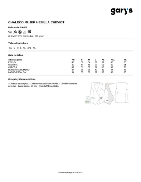 CHALECO MUJER CHEVIOT 950002 GARYS