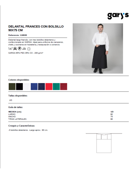 DELANTAL FRANCES BLANCO 118B GARYS