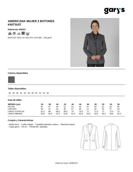 AMERICANA MUJER 2 BOTONES KNITSUIT GARYS