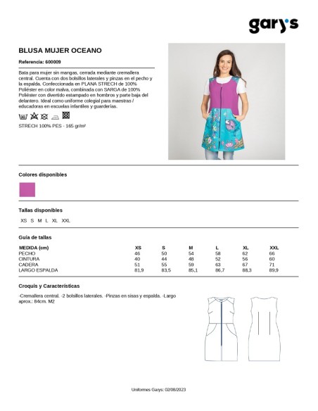 CASULLA PROFESORA ESCOLAR OCEANO GARYS