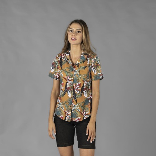 CAMISA  MUJER CUELLO SOLAPA HAWAIANA GARYS