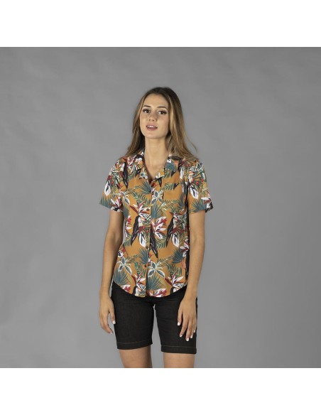 CAMISA  MUJER CUELLO SOLAPA HAWAIANA GARYS