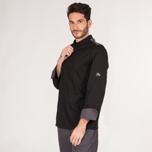 CHAQUETA COCINA HELIOS NEGRA GARYS